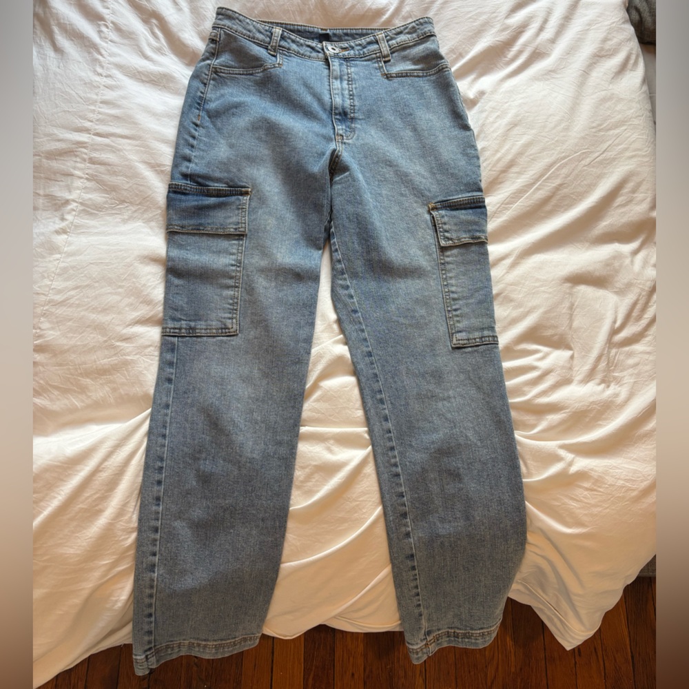 INC International Concepts Light Blue Denim Cargo Jeans